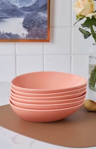 Stone Lain Delilah Porcelain 6-piece Pasta Bowl Set In Pink