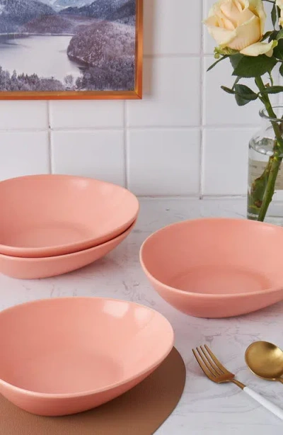 Stone Lain Delilah Porcelain 6-piece Pasta Bowl Set In Pink