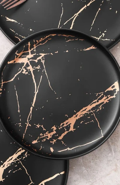 Stone Lain Zora Porcelain 4-piece Dinner Plate Set In Black