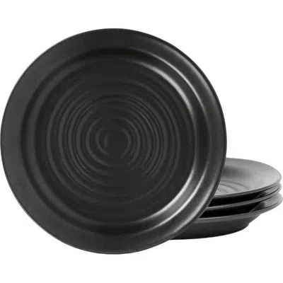 Stone Lain Orbit Stoneware 4-piece Dinner Plate Set In Black