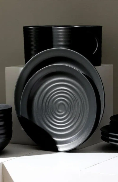 Stone Lain Orbit Stoneware 4-piece Dinner Plate Set In Black