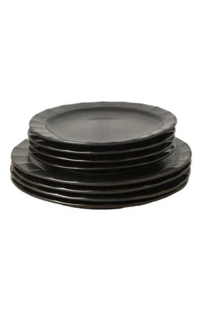 Stone Lain Oasis Stoneware 24-piece Dinnerware Set In Black