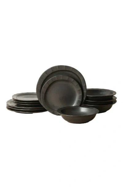 Stone Lain Oasis Stoneware 24-piece Dinnerware Set In Black