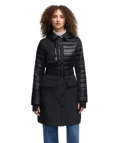 Pajar Opal Trench Coat With Quilted Accent In Black