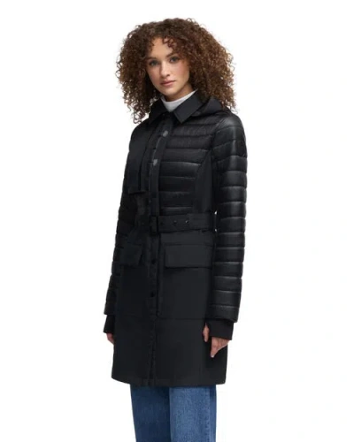 Pajar Opal Trench Coat With Quilted Accent In Black