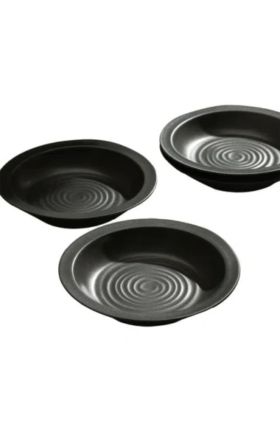 Stone Lain Orbit Stoneware 12-piece Dinnerware Set With Pasta Bowls In Black