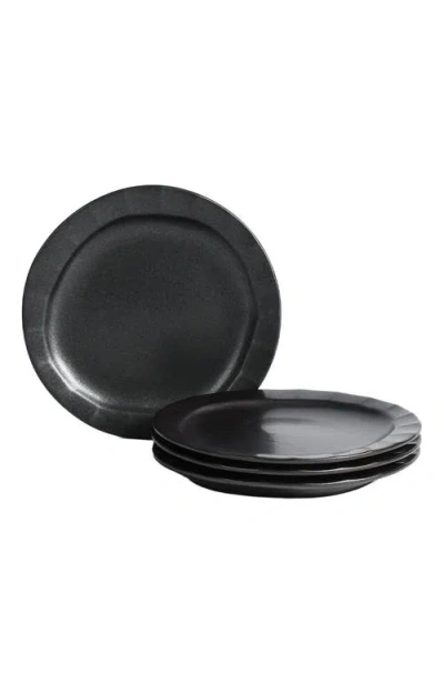 Stone Lain Oasis Stoneware 4-piece Salad Plate Set In Black