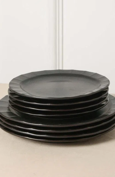 Stone Lain Oasis Stoneware 4-piece Salad Plate Set In Black