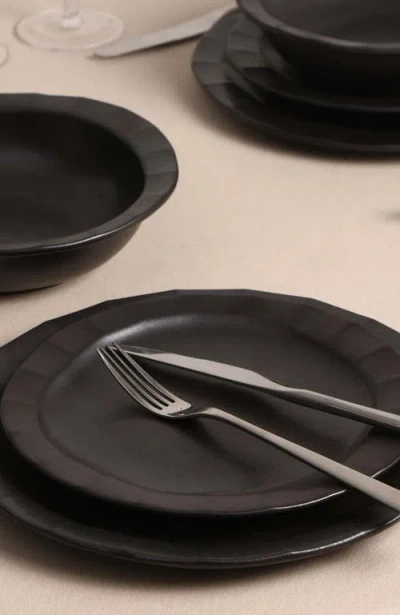 Stone Lain Oasis Stoneware 4-piece Salad Plate Set In Black