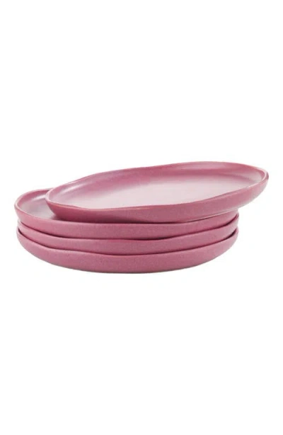 Stone Lain Tom Stoneware 4-piece Dinner Plate Set In Pink