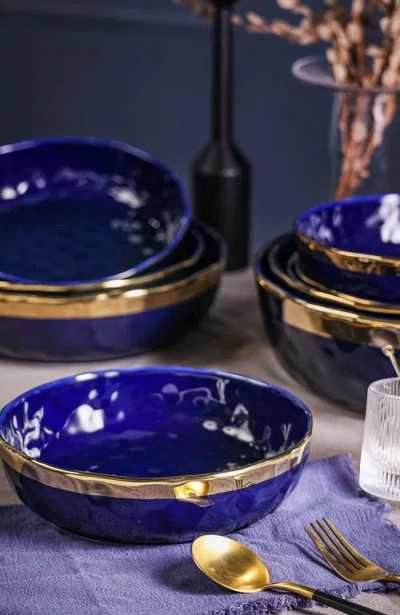 Stone Lain Florian Porcelain 3-piece Serving Shallow Bowl Set In Blue