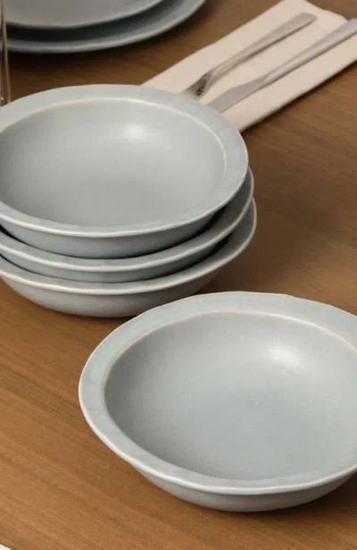 Stone Lain Oasis Stoneware 4-piece Pasta Bowl Set In Gray