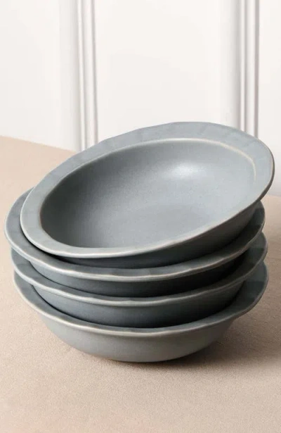 Stone Lain Oasis Stoneware 4-piece Pasta Bowl Set In Gray