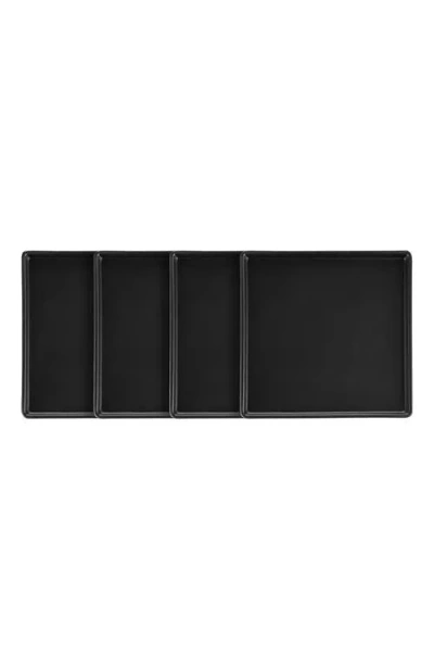 Stone Lain Grace Stoneware 4-piece Salad Plate Set In Black