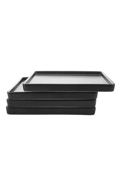 Stone Lain Grace Stoneware 4-piece Salad Plate Set In Black