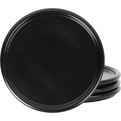 Stone Lain Eden Stoneware 4-piece Salad Plate Set In Black