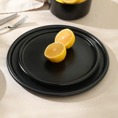 Stone Lain Eden Stoneware 4-piece Salad Plate Set In Black