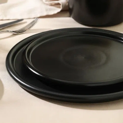 Stone Lain Eden Stoneware 4-piece Salad Plate Set In Black