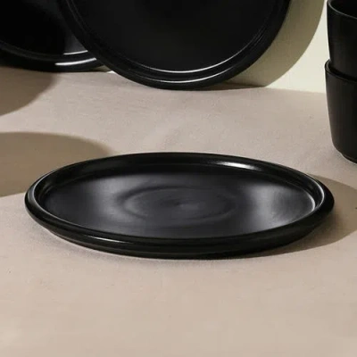Stone Lain Eden Stoneware 4-piece Salad Plate Set In Black
