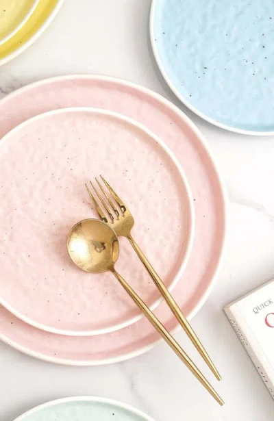 Stone Lain Elena Stoneware 4-piece Salad Plate Set In Pink