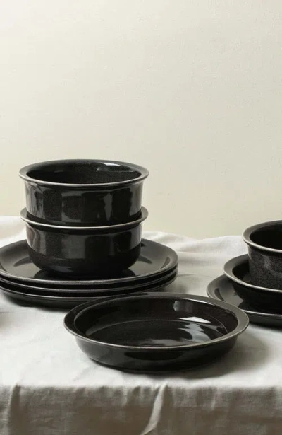Stone Lain Slate Stoneware 12-piece Dinnerware Set In Black