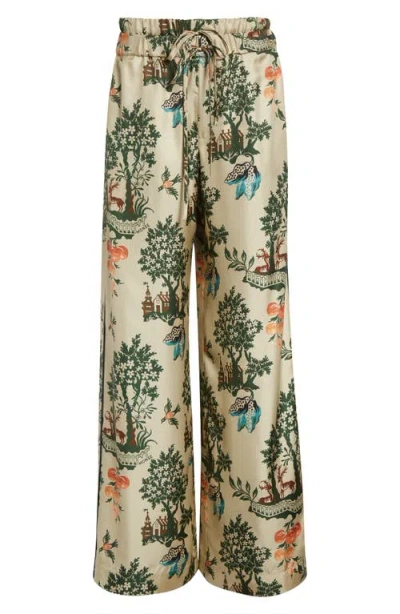 Monse Double Waistband Silk Satin Pajama Pants In Multi
