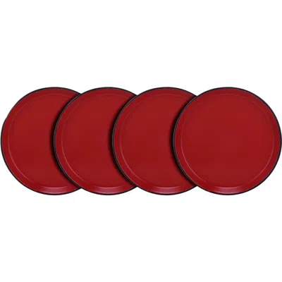 Stone Lain Albie Stoneware 4-piece Salad Plate Set In Red