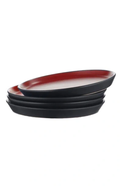 Stone Lain Albie Stoneware 4-piece Salad Plate Set In Red