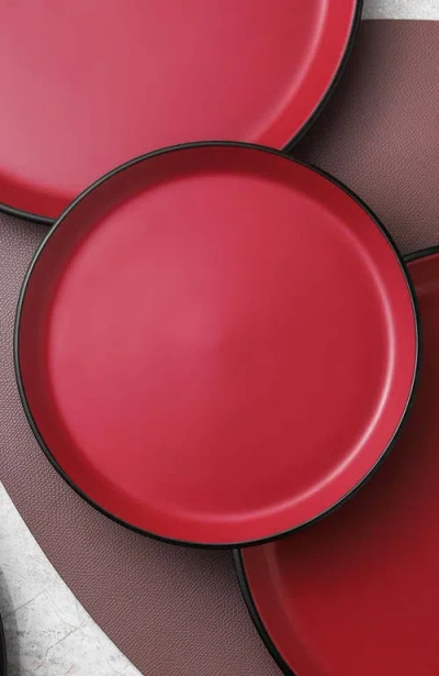 Stone Lain Albie Stoneware 4-piece Salad Plate Set In Red