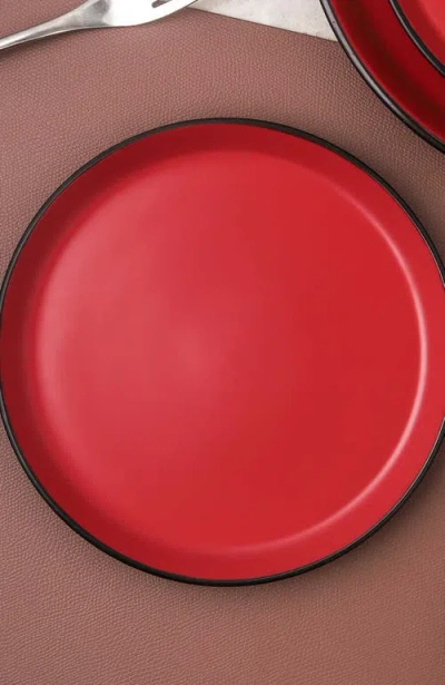 Stone Lain Albie Stoneware 4-piece Salad Plate Set In Red