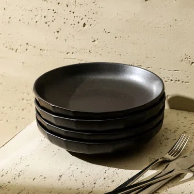 Stone Lain Rio Stoneware 4-piece Pasta Bowl Set In Black