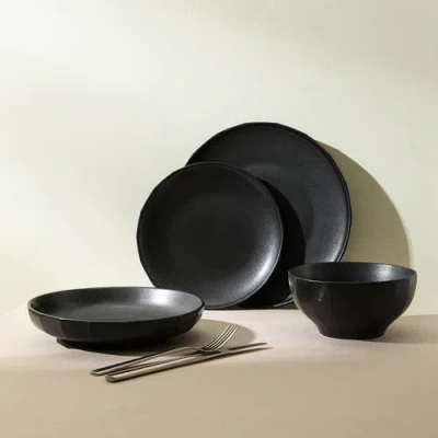 Stone Lain Rio Stoneware 4-piece Pasta Bowl Set In Black