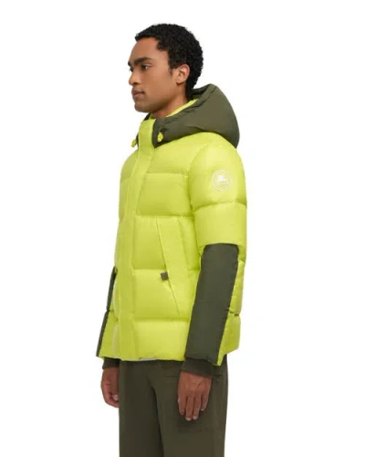 Pajar Nuray Mixed Media Color Block Puffer With Fixed Hood In Multi