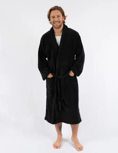 Leveret Fleece Robe In Black
