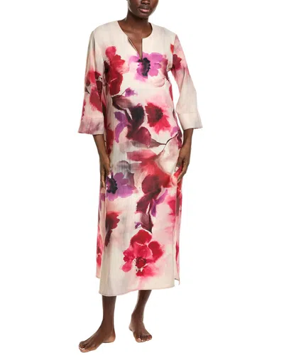 Natori Mizuki Floral-print Charmeuse Caftan In Pink