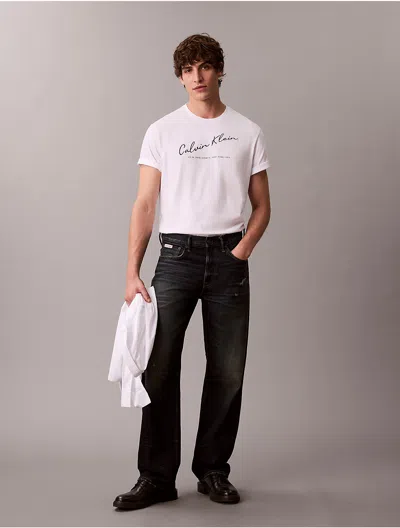 Calvin Klein Jeans Est.1978 Calvin Klein Men's Script Logo Graphic Easy T-shirt In White