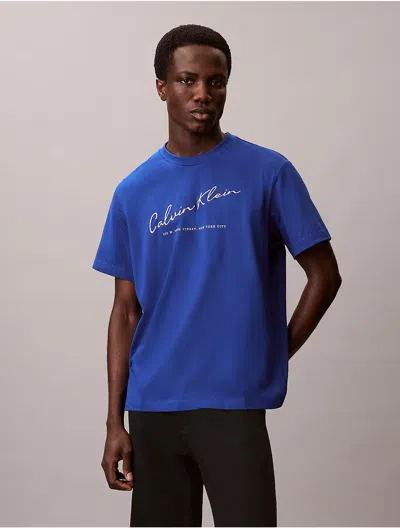 Calvin Klein Jeans Est.1978 Calvin Klein Men's Script Logo Graphic Easy T-shirt In Blue