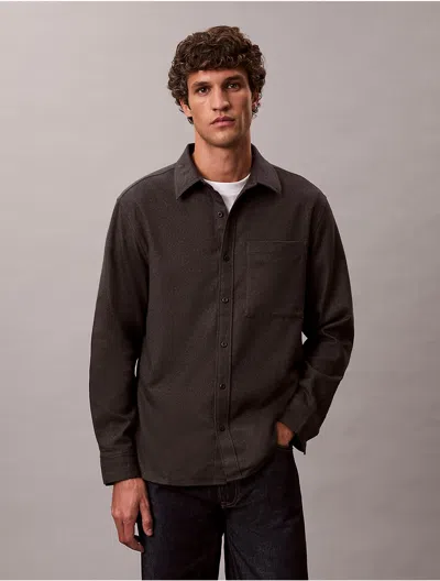 Calvin Klein Jeans Est.1978 Calvin Klein Men's Melange Flannel Relaxed Button-down Shirt In Black