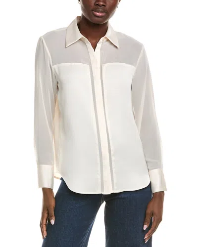 Kenneth Cole Sheer Button Top In White