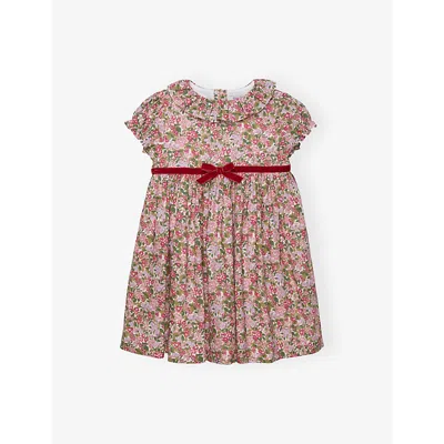 Trotters Hedgrow Willow-print Cotton Dress 2-11 In Red