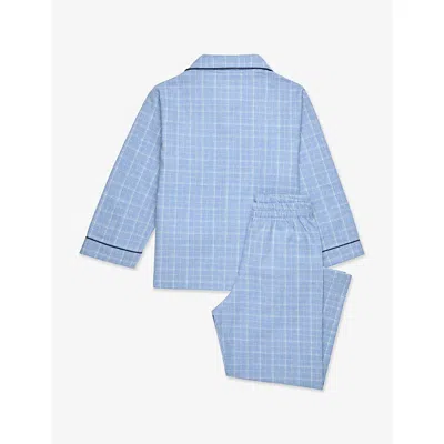 Trotters Augustus Lion-embroidered Cotton Pyjam In Blue