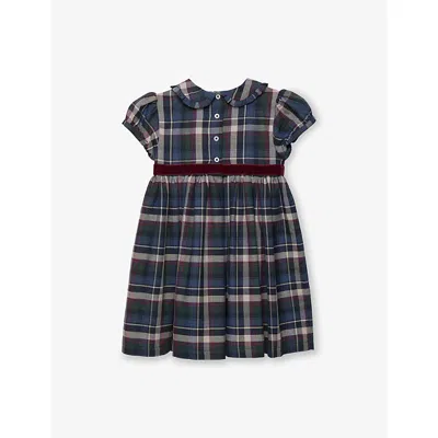 Trotters Bonnie Tartan Cotton Dress 2-11 In Blue