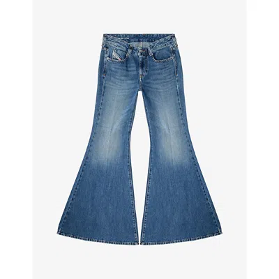 Diesel Womens  1970 D-bleess Flared Low-rise Jeans In Blue