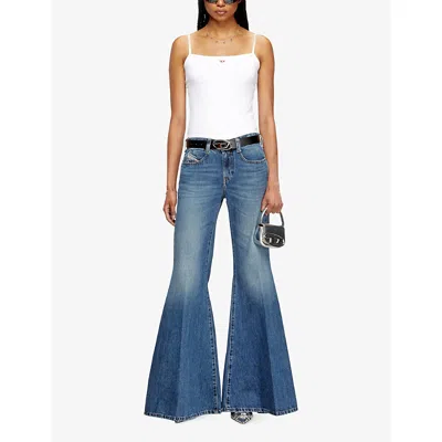 Diesel Womens  1970 D-bleess Flared Low-rise Jeans In Blue