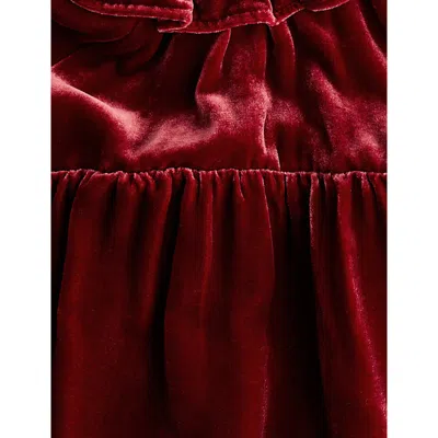 H&m Adorables Frilled-collar Velour Dress 4 Months - 3 Year In Red