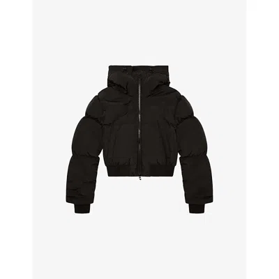 Diesel Hooded Down Jacket In Crinkled Nylon In Black