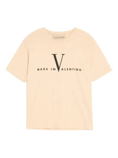 Valentino Garavani Cotton T-shirt With Made In Print Clothing In Brown