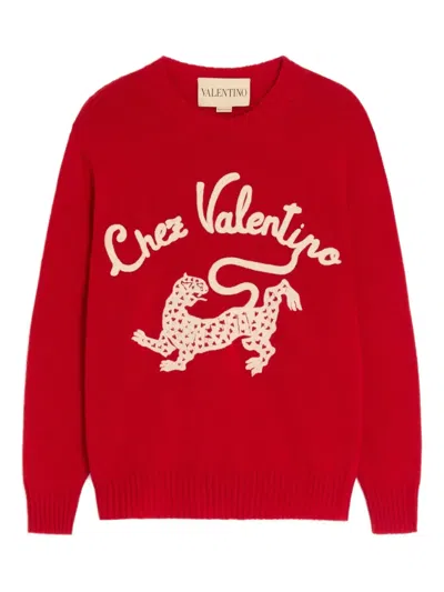 Valentino Long-sleeved Sweater In Red