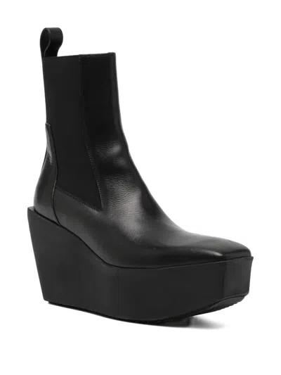 Rick Owens Porterville Sliver Platform Beatle Ankle Short Boots In 09 Black