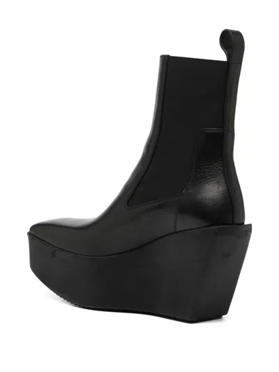 Rick Owens Porterville Sliver Platform Beatle Ankle Short Boots In 09 Black